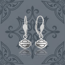 Load image into Gallery viewer, Harley-Davidson® Outline Bar &amp; Shield Logo Dangle Earrings Sterling Silver  HDE0284 image 1