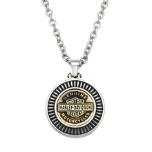 Load image into Gallery viewer, Harley-Davidson® Men's Round Coin Style Bar &amp; Shield Pendant - Two Tone 22" Necklace Stainless SteelHSN0050 image 1