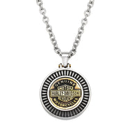 Harley-Davidson® Men's Round Coin Style Bar & Shield Pendant - Two Tone 22