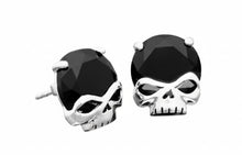 Load image into Gallery viewer, Harley Davidson® Black Stone Willie G Skull Post Earrings Sterling Silver HDE0378 image 2