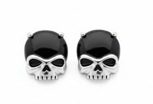 Load image into Gallery viewer, Harley Davidson® Black Stone Willie G Skull Post Earrings Sterling Silver HDE0378 image 3