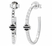 Load image into Gallery viewer, Harley-Davidson® Studded 25mm Hoop B&amp;S Logo Post Earrings Sterling Silver HDE0341 image 3