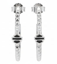 Load image into Gallery viewer, Harley-Davidson® Studded 25mm Hoop B&amp;S Logo Post Earrings Sterling Silver HDE0341 image 2