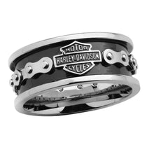 Load image into Gallery viewer, Harley Davidson® Bike Chain Bar &amp; Shield Ring Stainless Steel HSR0023 image 1