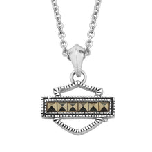 Load image into Gallery viewer, Unisex Harley-Davidson® Marcasite Bar &amp; Shield Necklace Sterling Silver HDN0329 image 1