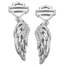 Load image into Gallery viewer, Harley-Davidson® Bling Angel Wings Bar &amp; Shield Post Dangle EarringsHDE0336 image 1