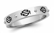 Ladies Harley-Davidson Motorcycle Outline B&S Logo Biker Ring - Sterling Silver 4mm Band  HDR0497 image 1
