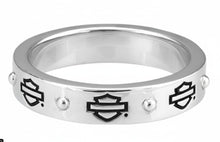 Load image into Gallery viewer, Ladies Harley-Davidson Motorcycle Outline B&amp;S Logo Biker Ring - Sterling Silver 4mm Band  HDR0497 image 2