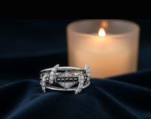 Load image into Gallery viewer, Harley-Davidson® Ladies Bling Barbed Wire B&amp;S Logo Ring Sterling Silver  HDR0525 image 1