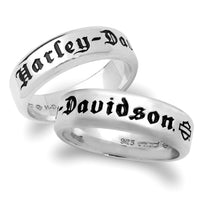 Load image into Gallery viewer, Harley-Davidson® Ladies Engraved Comfort Fit Sterling Silver Biker Wedding Band  HDR0217 image 1