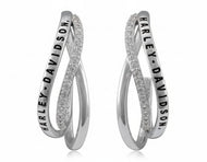 Ladies Harley-Davidson® Twisted Bling H-D Post Hoop Earrings Sterling Silver HDE0601 image 1