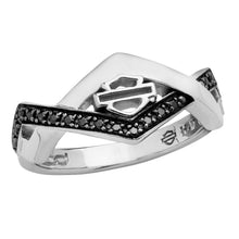 Load image into Gallery viewer, Harley-Davidson® Diamond Festival Black Crystal Ring Sterling Silver Ring HDR0448 image 1