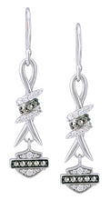 Load image into Gallery viewer, Harley-Davidson® Barbwire Bling B&amp;S Logo Dangle Earrings Sterling Silver  HDE0532 image 1