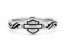 Load image into Gallery viewer, Harley-Davidson® Filigree Bar &amp; Shield Logo Stacking Ring Sterling Silver  HDR0315 image 3