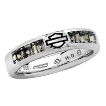 Load image into Gallery viewer, Harley-Davidson® Black Ice B&amp;S Logo Ring Comfort Fit Sterling Silver  HDR0360 image 1