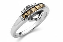 Load image into Gallery viewer, Harley-Davidson® Egyptian Marcasite Bar &amp; Shield Logo Ladies Ring Sizes 5-10 HDR0384 image 2