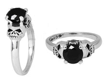 Load image into Gallery viewer, Ladies Harley-Davidson Willie G® Skull Black Stone Solitaire Ring - Sterling Silver  Sterling Silver  HDR0373 image 2