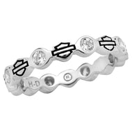 Harley-Davidson® Stacking CZ Bar & Shield Logo Ring Ladies Sterling Silver HDR0170 image 1