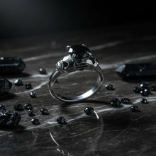 Load image into Gallery viewer, Women's Harley-Davidson® Willie G® Skull Black Stone Solitaire Ring Sterling Silver <br>HDR0373
