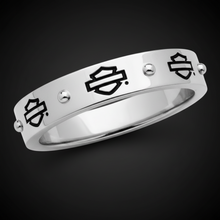 Load image into Gallery viewer, Women's Harley-Davidson® Logo Stacking Wedding Band Ring Sterling Silver <br>HDR0497