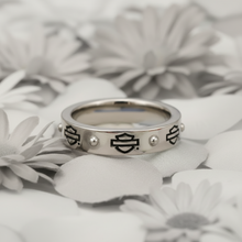 Load image into Gallery viewer, Women's Harley-Davidson® Logo Stacking Wedding Band Ring Sterling Silver <br>HDR0497