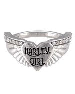 Load image into Gallery viewer, Women's Harley-Davidson® "Harley Girl" Bling Ring Sterling Silver<BR>HDR0526