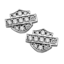 Load image into Gallery viewer, Harley-Davidson® Petite White Bling Women's Logo Post Earrings <BR>HDE0282