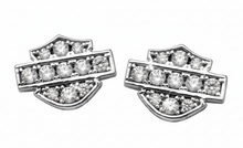 Load image into Gallery viewer, Harley-Davidson® Petite White Bling Women's Logo Post Earrings <BR>HDE0282