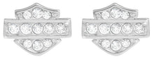 Load image into Gallery viewer, Harley-Davidson® Petite White Bling Women's Logo Post Earrings <BR>HDE0282