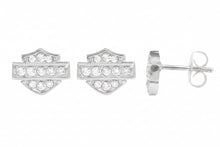 Load image into Gallery viewer, Harley-Davidson® Petite White Bling Women's Logo Post Earrings <BR>HDE0282