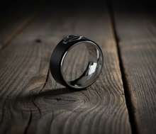 Load image into Gallery viewer, Harley-Davidson® Black Wedding Band B&amp;S Logo Ring Men's Comfort Fit Stainless Steel <BR>FREE SHIPPING<BR> HSR0001
