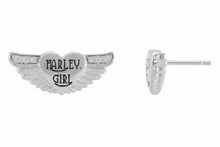Load image into Gallery viewer, Harley-Davidson® "Harley Girl" Wing Bling Post Earrings Sterling Silver<BR>HDE0537