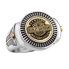 Load image into Gallery viewer, Harley-Davidson® Coin Top Bar &amp; Shield Logo TT Ring Stainless Steel HSR0045
