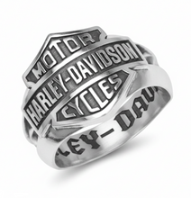 Load image into Gallery viewer, Harley-Davidson® Decorative Bar &amp; Shield Men's Ring Sterling Silver<BR>FREE SHIPPING<BR>HDR0195