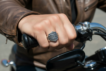 Load image into Gallery viewer, Harley-Davidson® Decorative Bar &amp; Shield Men's Ring Sterling Silver<BR>FREE SHIPPING<BR>HDR0195