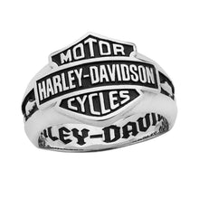 Load image into Gallery viewer, Harley-Davidson® Decorative Bar &amp; Shield Men's Ring Sterling Silver<BR>FREE SHIPPING<BR>HDR0195