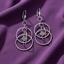 Load image into Gallery viewer, Harley-Davidson® Multi-Hoop Bar &amp; Shield Dangle Earrings Ladies Sterling Silver  HDE0055