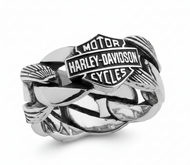 Harley-Davidson® Heavy Chain Link Bar & Shield® Logo Ring Sterling Silver HDR0188