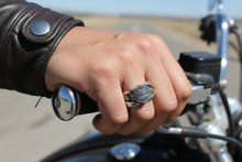 Load image into Gallery viewer, Harley-Davidson® Heavy Chain Link B&amp;S Logo Ring Sterling Silver Men's Wedding Band<BR>FREE SHIPPING<BR> HDR0188