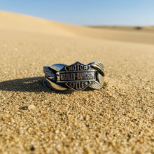 Load image into Gallery viewer, Harley-Davidson® Heavy Chain Link B&amp;S Logo Ring Sterling Silver Men's Wedding Band<BR>FREE SHIPPING<BR> HDR0188