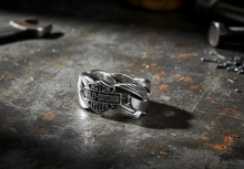 Load image into Gallery viewer, Harley-Davidson® Heavy Chain Link B&amp;S Logo Ring Sterling Silver Men's Wedding Band<BR>FREE SHIPPING<BR> HDR0188
