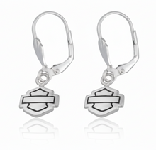 Load image into Gallery viewer, Harley-Davidson® Outline Bar &amp; Shield Logo Dangle Earrings Sterling Silver HDE0284