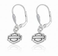 Harley-Davidson® Solid Outline Bar & Shield Logo Dangle Earrings Sterling Silver HDE0284