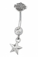 Body Jewelry Harley-Davidson® Star Dangle Bar & Shield Logo Bling Navel Ring HDZ0032