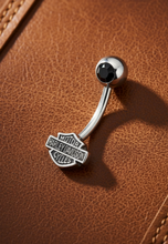 Load image into Gallery viewer, Harley-Davidson® Black Crystal B&amp;S Logo Navel Ring <BR>HDZ0035