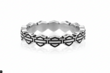 Load image into Gallery viewer, Harley-Davidson® Stacking Bar &amp; Shield Logo Ring Ladies Sterling Silver Wedding Band<BR>FREE SHIPPING<BR>  HDR0169