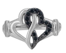 Load image into Gallery viewer, Harley-Davidson® Black &amp; White Infinity Hearts Ring Sterling Silver <br>HDR0557