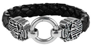 Harley-Davidson® Men's Calavera Skull Braided Leather Bracelet HSB0234