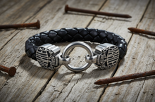 Load image into Gallery viewer, Harley-Davidson® Men's Calavera Skull Braided Leather Bracelet HSB0234