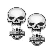 Harley-Davidson® Willie G Skull B&S Logo Post Earrings Sterling Silver HDE0235 image 1